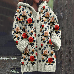 Vintage Floral Art Cozy Cardigan Sweater
