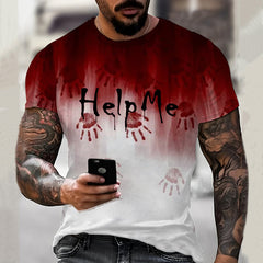 Men's Bloody Help Me Halloween Print T-Shirt