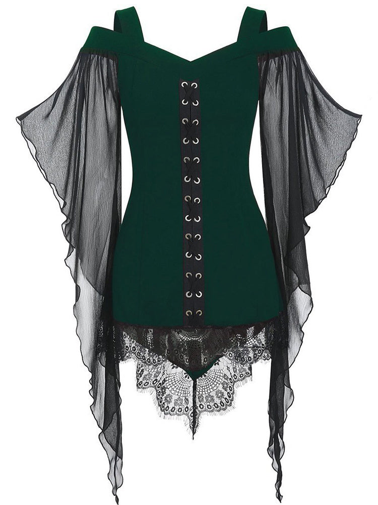 Halloween Gothic Lace Stitching Dress