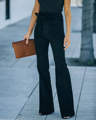 Women's Stretch-fit lace-up wide-leg flared jeans