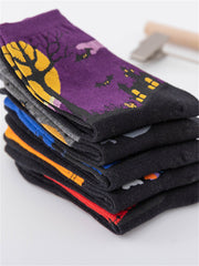 Halloween Inspired Contrast Color Knit Socks