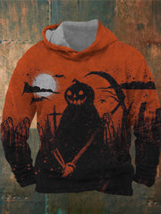 Men's Vintage Halloween Pumpkin Ghost Art Hoodie