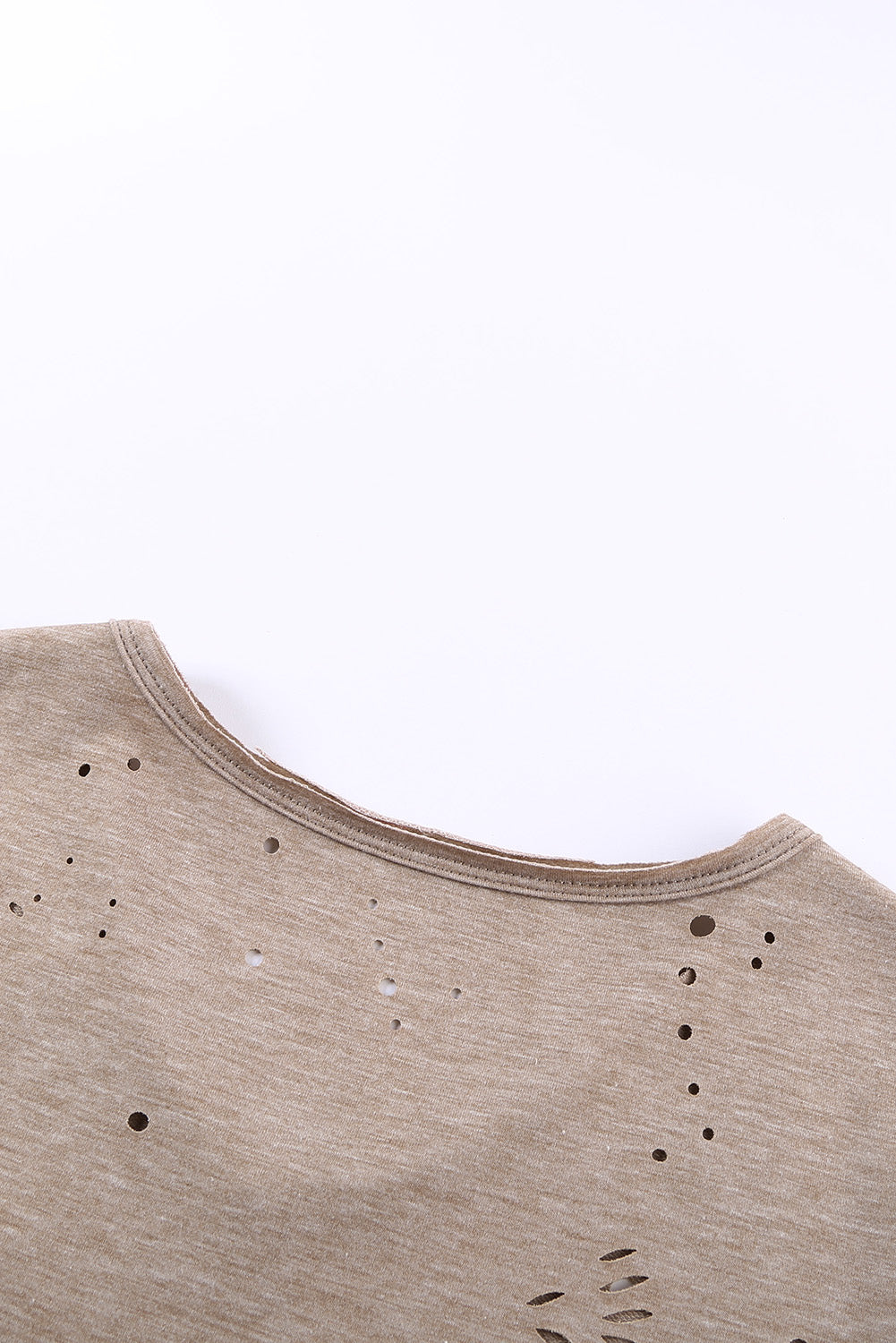 Women's Khaki Ripped Pocket Short Sleeve V Neck Casual Tee