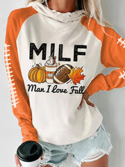 Women's Milf - Man I Love Fall Football Fans Gameday Casual Hoodie