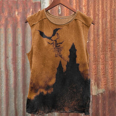 Men's Retro Bats And Castles Printed Casual Tank Top