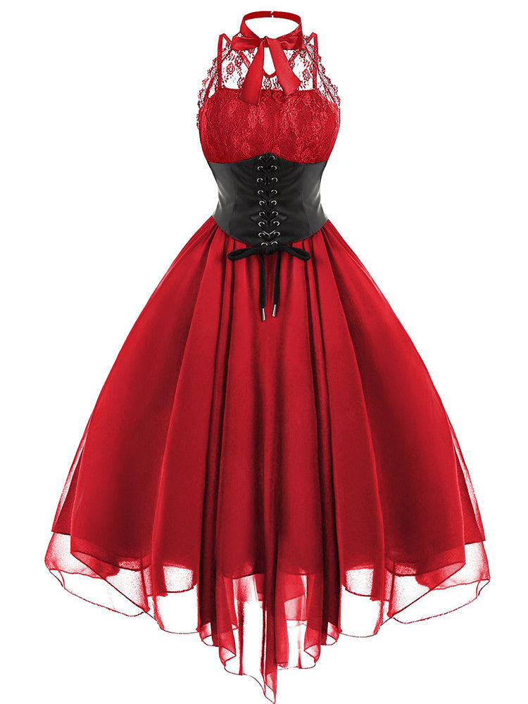 Halloween Gothic Lace Stitching Sexy Dress