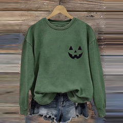 Women's Jack-O-Lantern Halloween Print Round Neck Sweatshirt