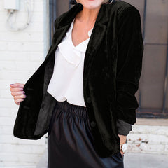 Slim-Fit Plain Velvet Casual Blazer