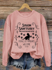 Salem Sanctuary For Wayward Cats Ferals & Familiars Elcome Est 1692 Halloween Sweatshirt