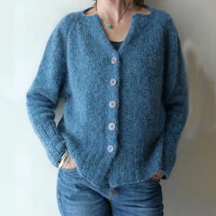 Vintage Solid V Neck Single Breasted Sweater Cardigan