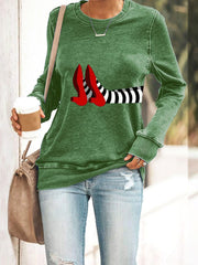 Halloween Printed Round Neck Sweatshirt