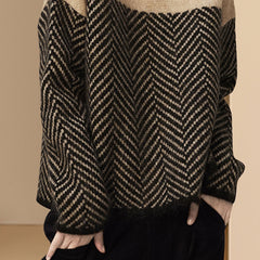 Thermal turtleneck striped sweater