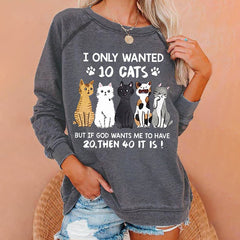 Cat Print Casual Long Sleeve Sweatshirt