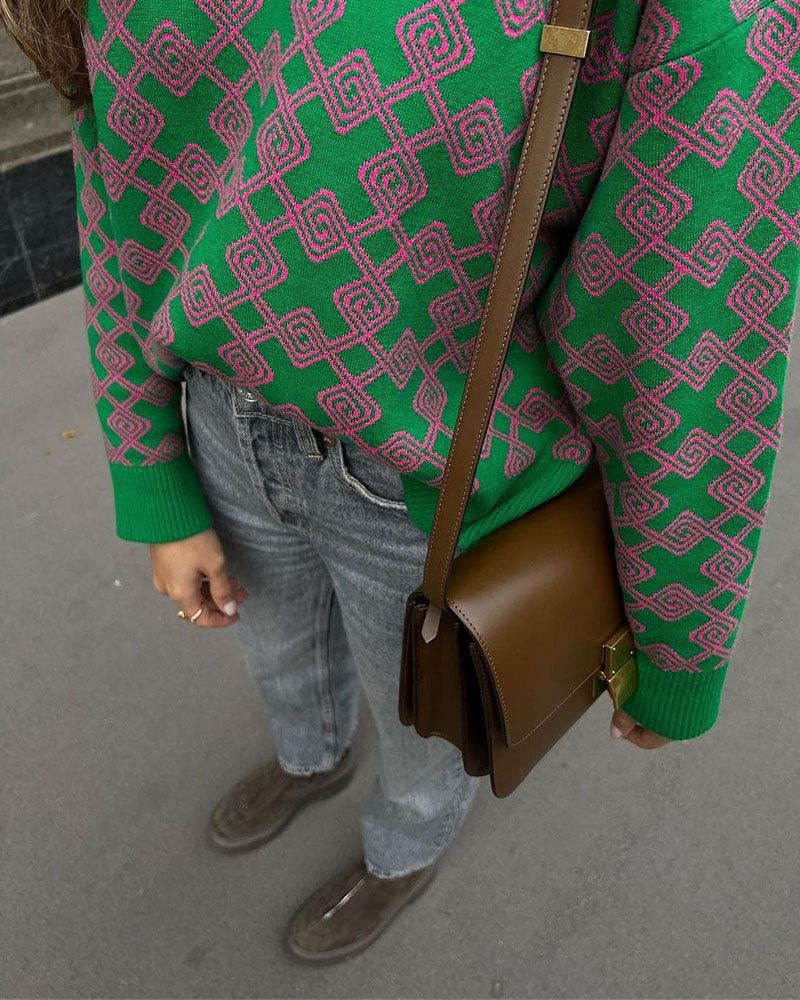 Chic on-trend jacquard sweater