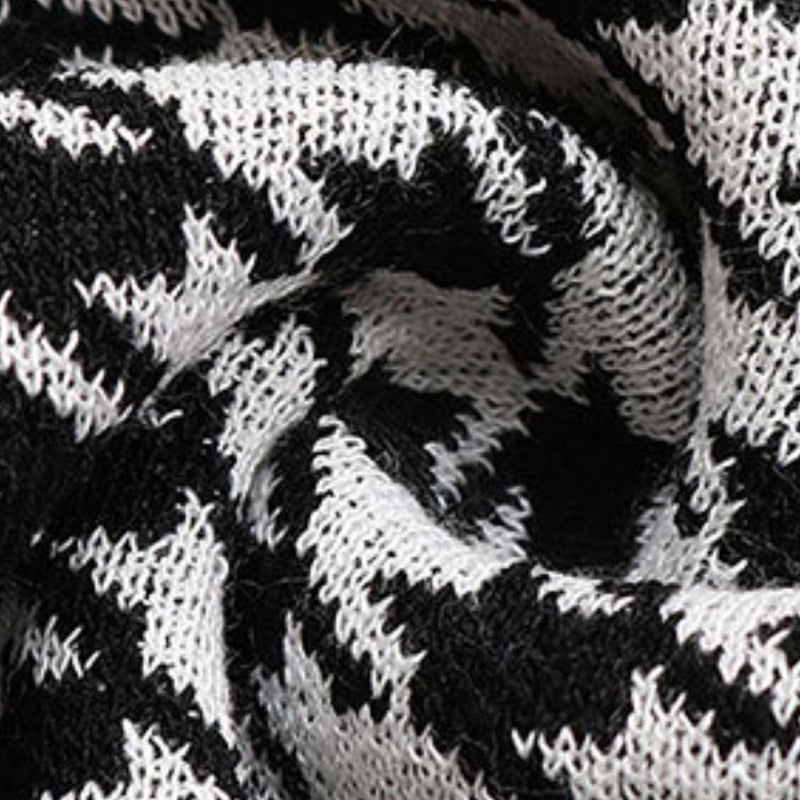 Vintage Houndstooth Mid Length Sweater Cardigan