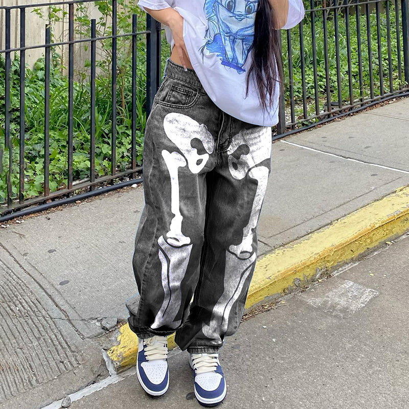 Halloween Print High Waist Straight Jeans