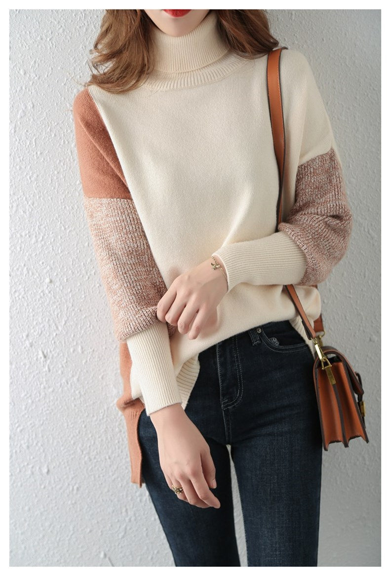 High Neck Contrast Sweater