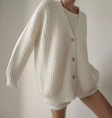 Fashionable loose V-neck sweater Cardigan