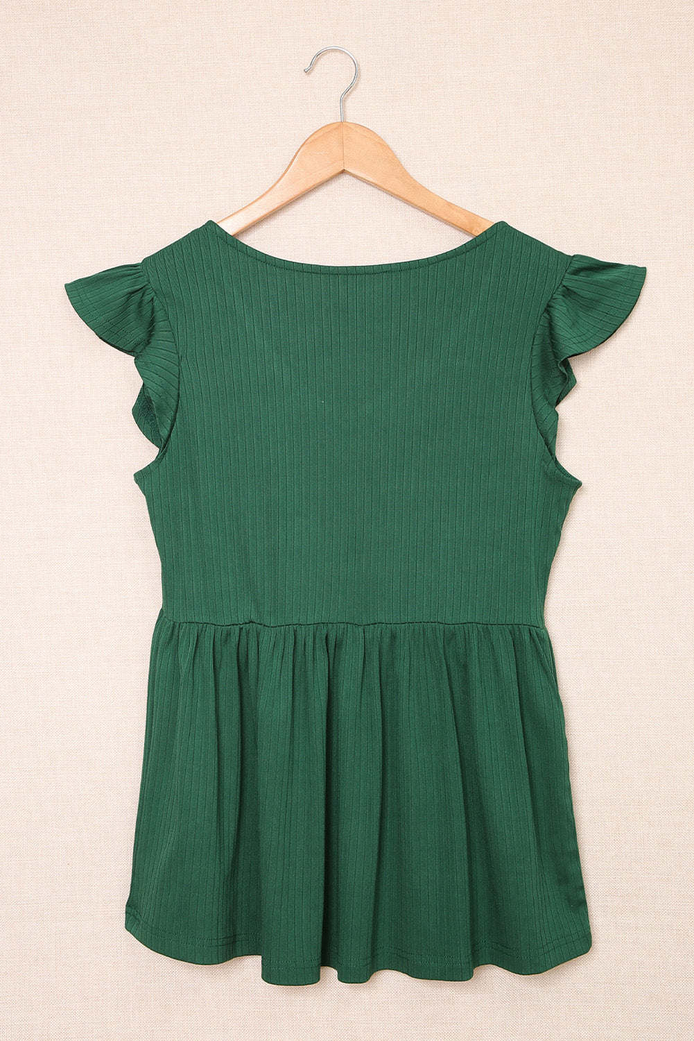 Women's Green V Neck Babydoll Top