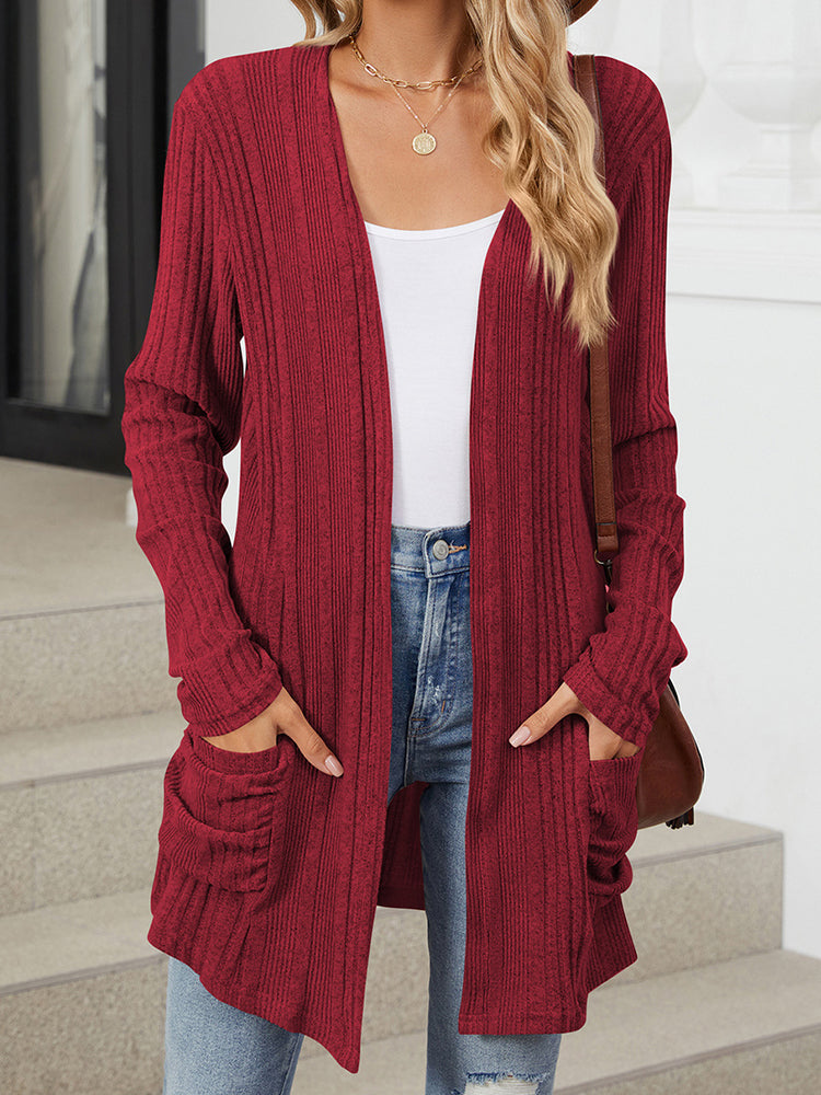 Simple Solid Color Casual Knit Cardigan