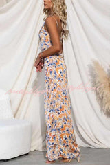 Intense Love Floral One Shoulder Asymmetrical Ruffle Trim Maxi Dress