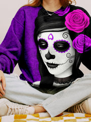 Day of the Dead Girl with Roses Art Comfy Sweatshirt