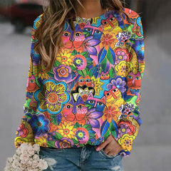Abstract Cat Print Women's Sweatshirt
