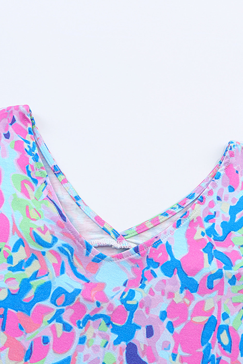 Women's Sky Blue Loose Painted Floral Tee