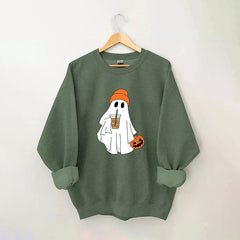 Cute Ghost Drinking Coffee Sweatshirt