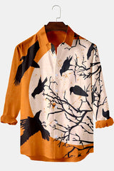 Halloween Moon Crow Long Sleeve Shirt