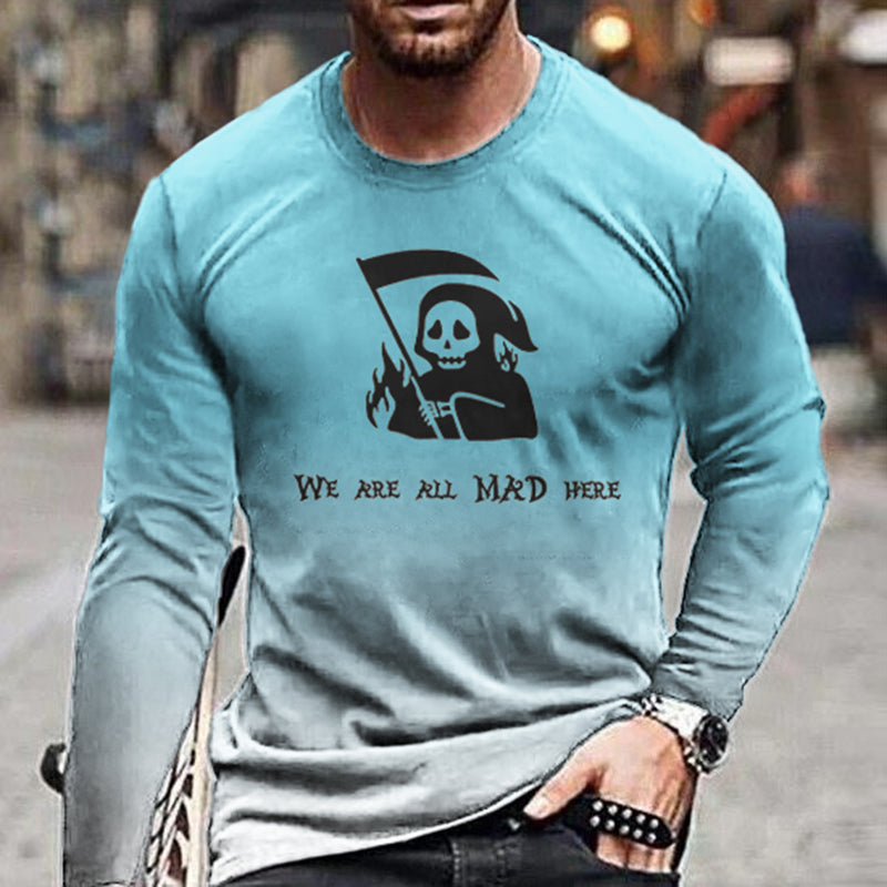 Halloween Ombre Grim Reaper Print T-Shirt
