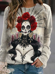Casual Undead Queen Print Long Sleeve Sweatshirt