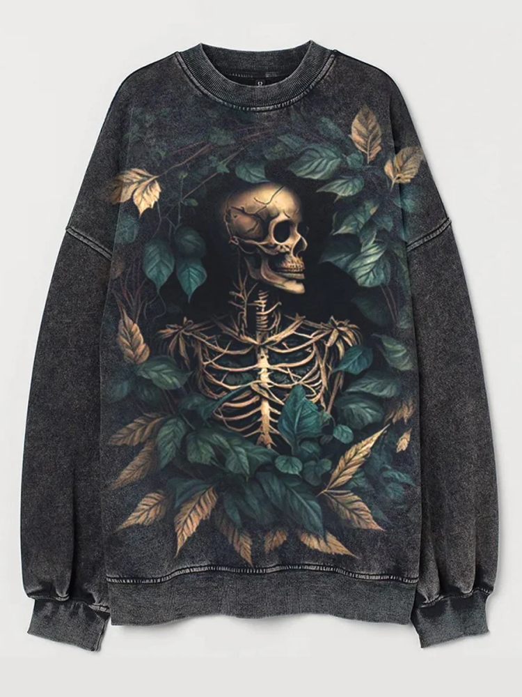 Women's Halloween Skull Retro Art Casual Sweatshirt
