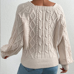 Fashionable square neck sweater sweater