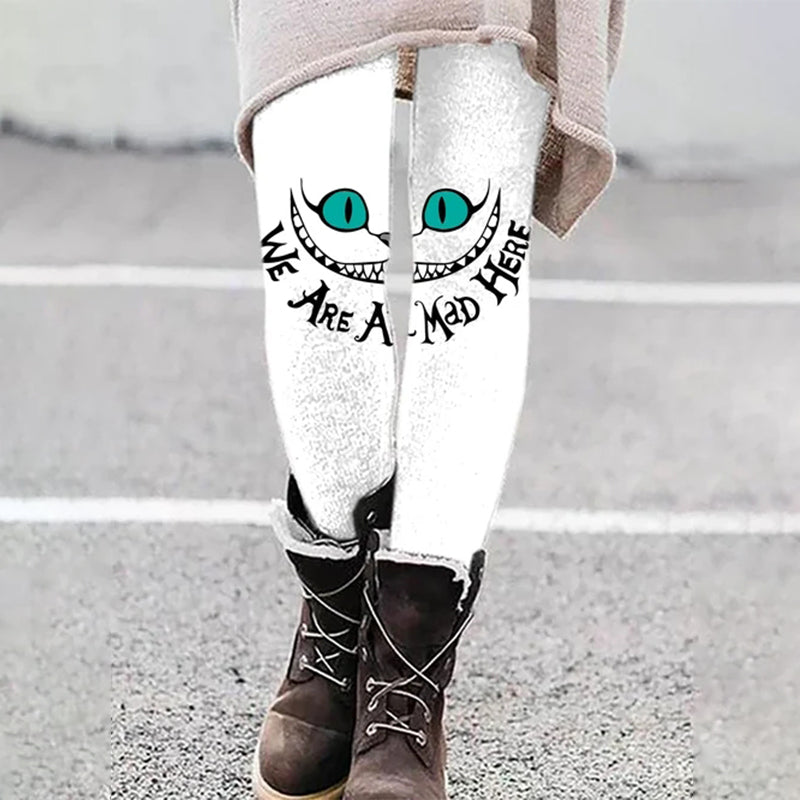 Halloween We Are All Mad Print Leggings
