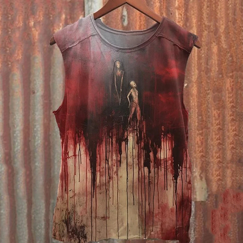 Men's Bloody Dark Horror Gothic Halloween Printed Vest