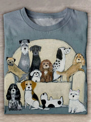Funny Cute Dogs Art Print Casaul Short Sleeve T-Shirt