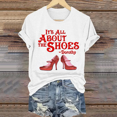 Halloween Halloween Witch It's All About The Classic Ruby Red Shoes Art Vintage Washed T Shirt