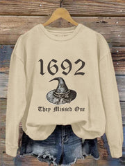 Women's Halloween 1692 They Missed One Print Crew Neck Sweatshirt