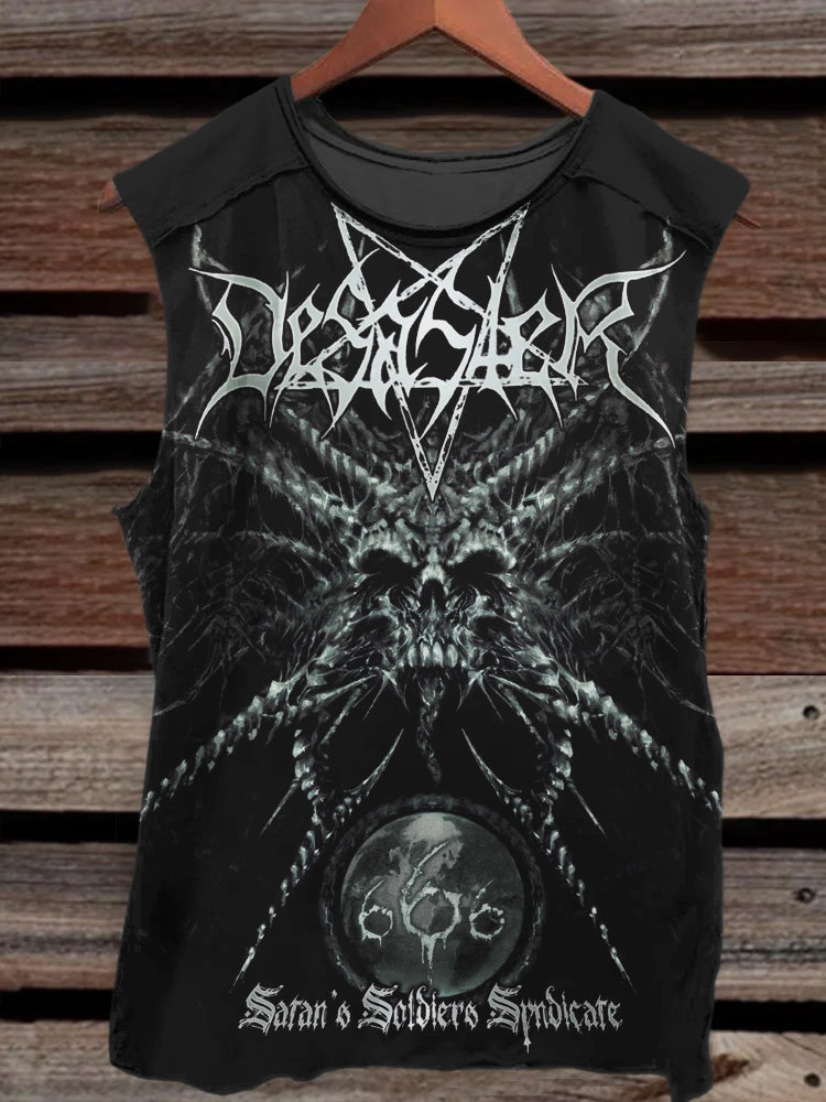Desaster Skull Black Metal Print Men's Tank Top