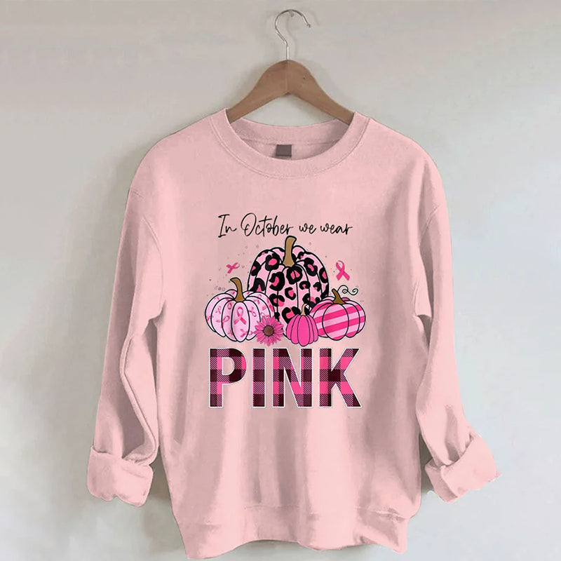October Pink Pumpkin Print Sweatshirt