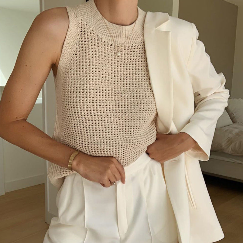 Chic Sleeveless Hollow Out Sweater Vest