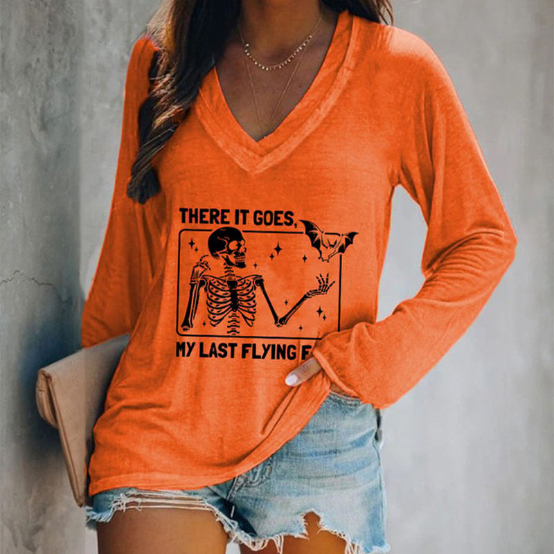 Halloween There It Goes My Last Flying F*ck Print Casual T-Shirt