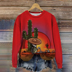 Western Cowboy Skeleton Crew Neck Sweatshirt