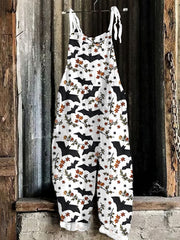 Halloween Bat Print Loose Jumpsuit