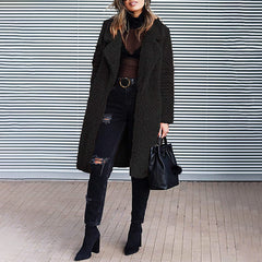 Fashion Solid Color Casual Plush Mid-Length Coat