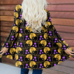 Halloween Cat Print Long Sleeve Cardigan