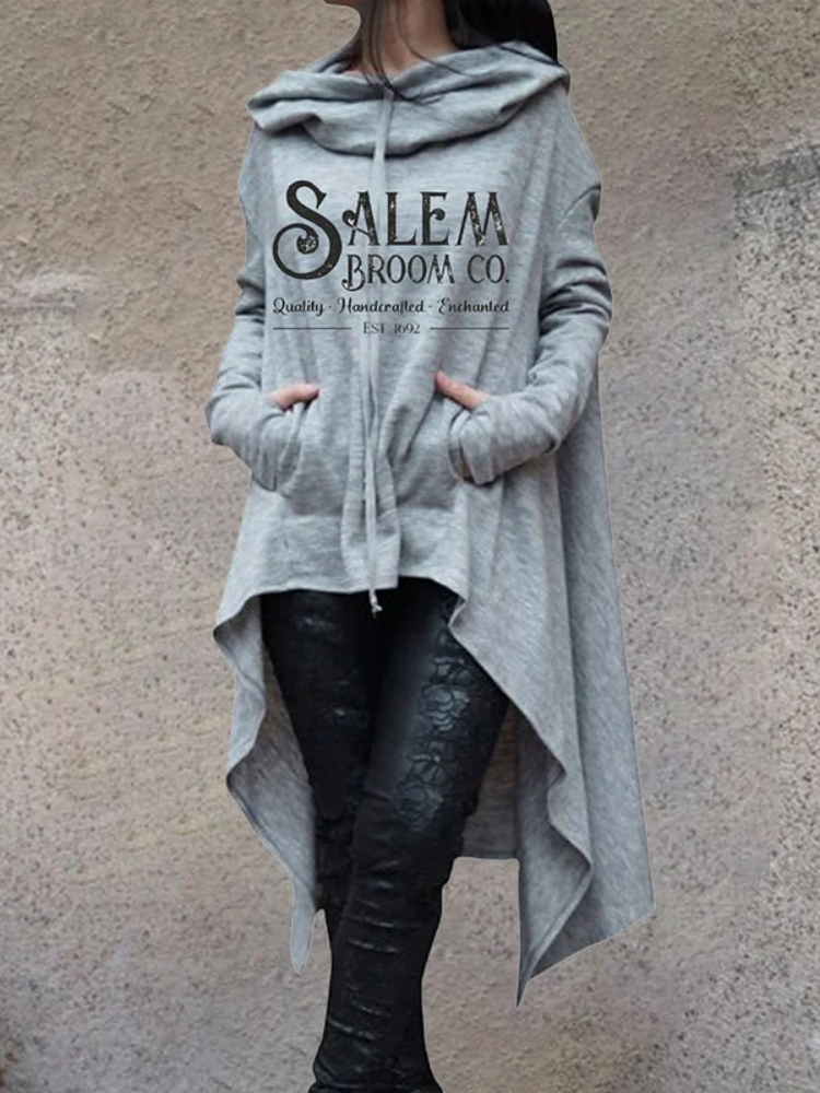 Fashion Print Irregular Long Sleeve Sweatshirt