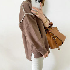 Half Turtleneck Commuter Loose Knit Sweater