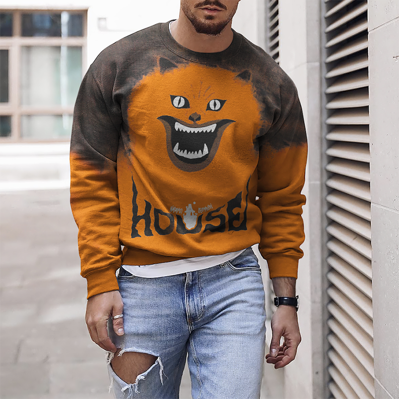 Men's Halloween Graphic Casual Long Sleeve T-Shirt